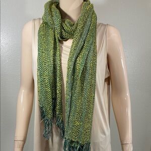 Green and Yellow Knit Scarf